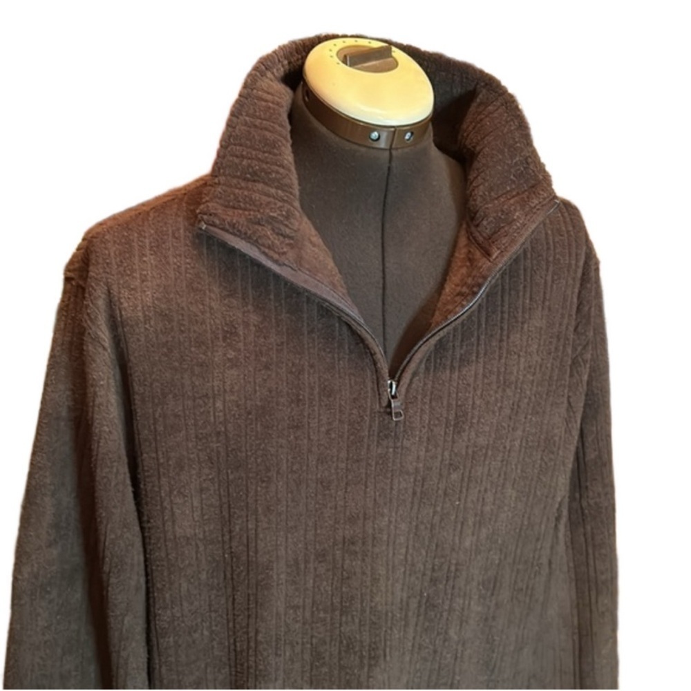 CONCEPTS by CLAIBORNE Vintage Chocolate Brown Velour Pull Over Sweater Size XL - Picture 3 of 9